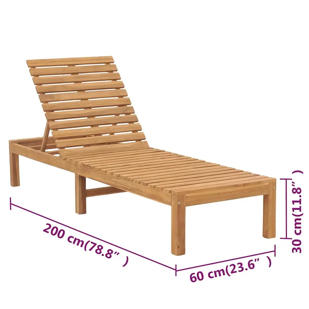 Sun Lounger Adjustable Backrest Solid Teak Wood 2 pcs