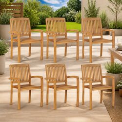 Comfortable Outdoor Seating - 6 Wooden Garden Chairs