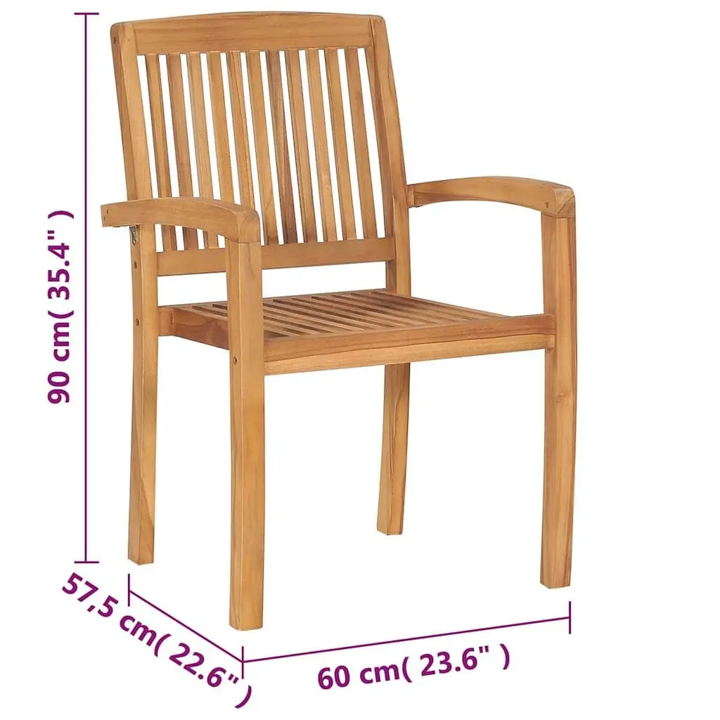 Stacking Garden Chairs Teak Wood 8 Piece Brown Outdoor Patio Furniture