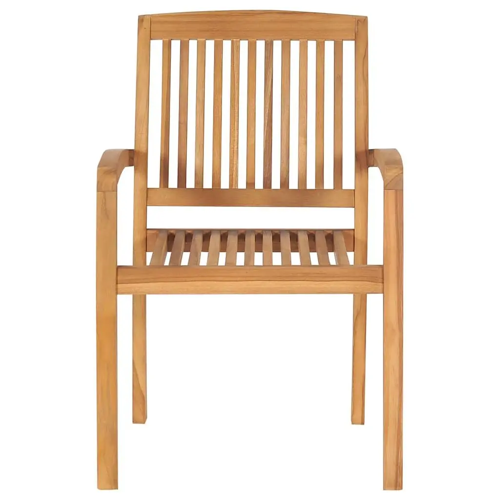 Stacking Garden Chairs with Cushions Teak Wood Grey 4 Piece Set