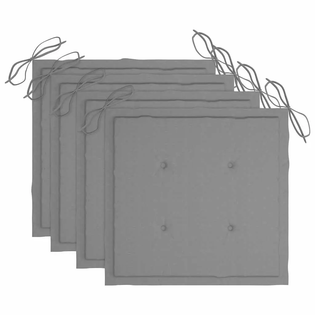 Stacking Garden Chairs with Cushions Teak Wood Grey 4 Piece Set