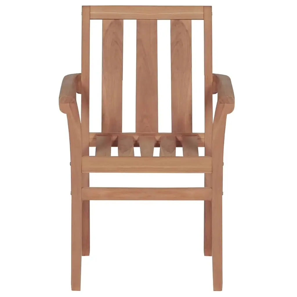 Outdoor Stackable Garden Chairs Teak Wood with Grey Cushions 6 Piece