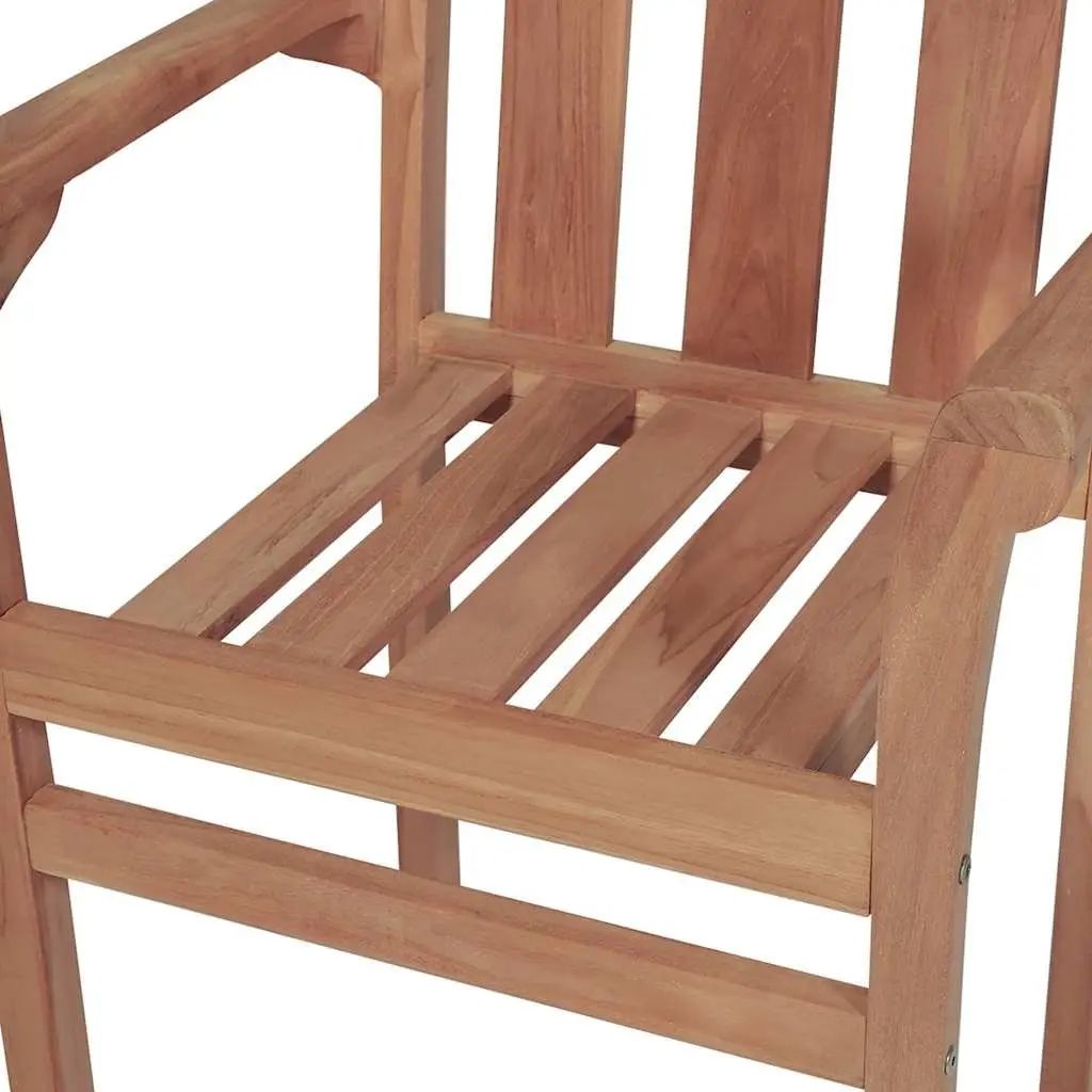 Stackable Outdoor Chairs with Cushions 8 Piece Set Garden Seating Teak Wood