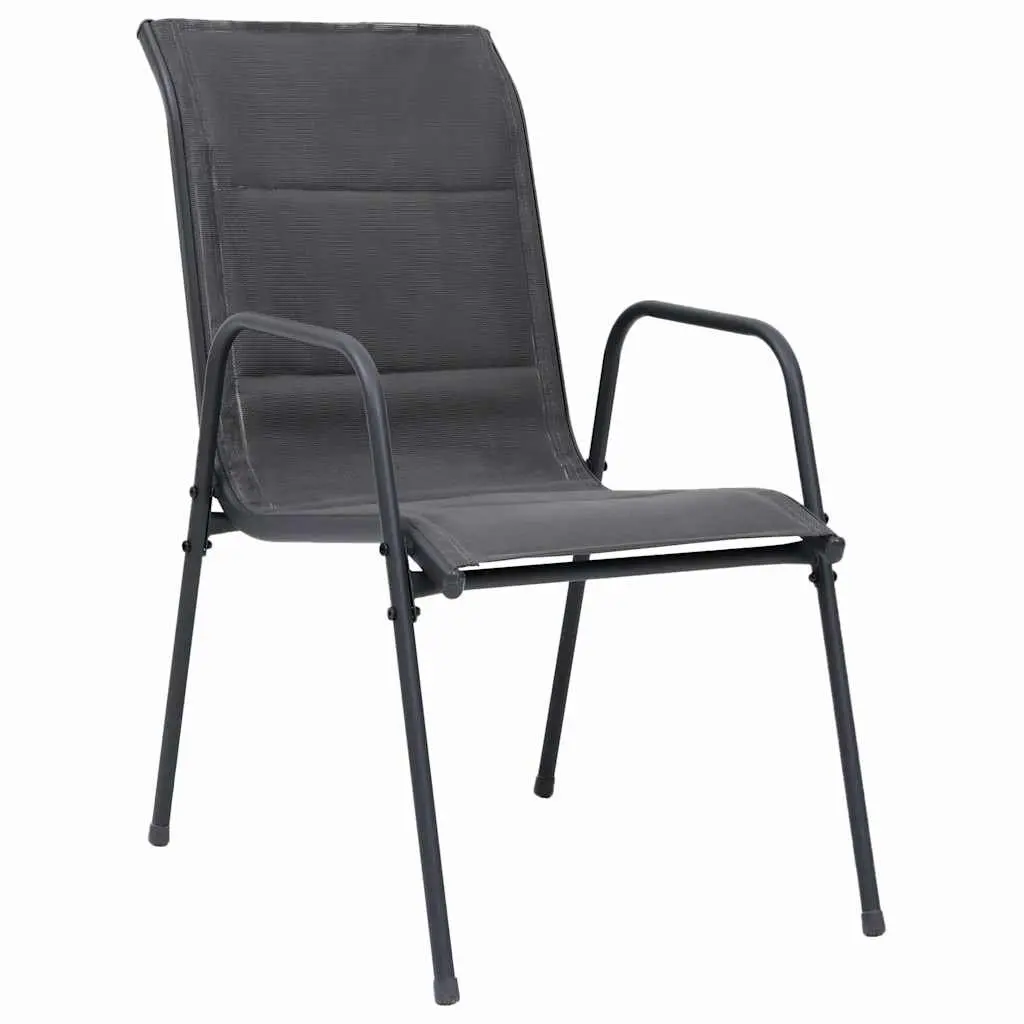 3 Piece Outdoor Dining Set Stackable Steel Frame Anthracite
