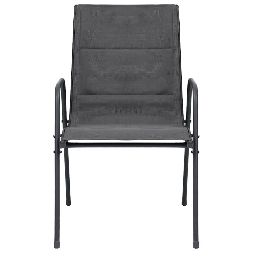 3 Piece Outdoor Dining Set Stackable Steel Frame Anthracite