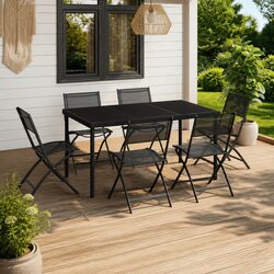 7 Piece Outdoor Dining Set Steel Frame Chairs Table Garden Patio Furniture