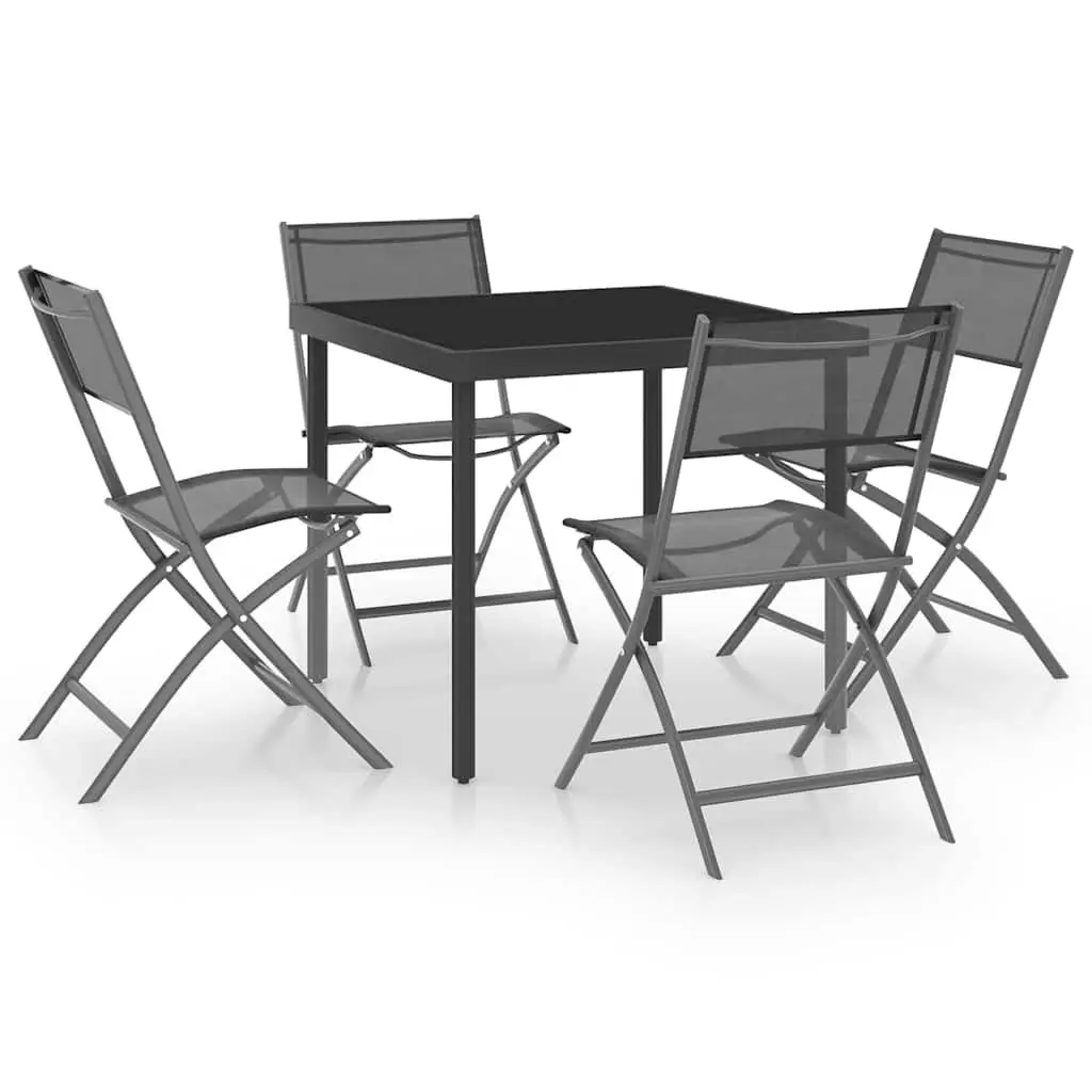 Outdoor Dining Set Folding Chairs 5 Piece Steel Frame Garden Patio Furniture