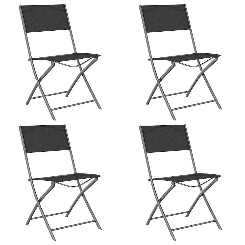 Outdoor Dining Set Folding Chairs 5 Piece Steel Frame Garden Patio Furniture