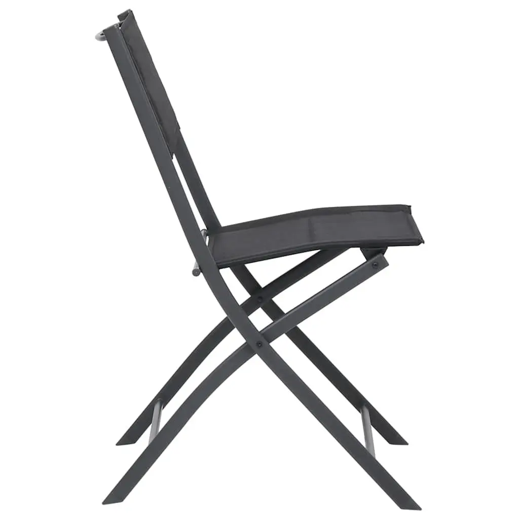 Outdoor Dining Set 9 Piece Steel Frame Stackable Chairs Garden Furniture Black