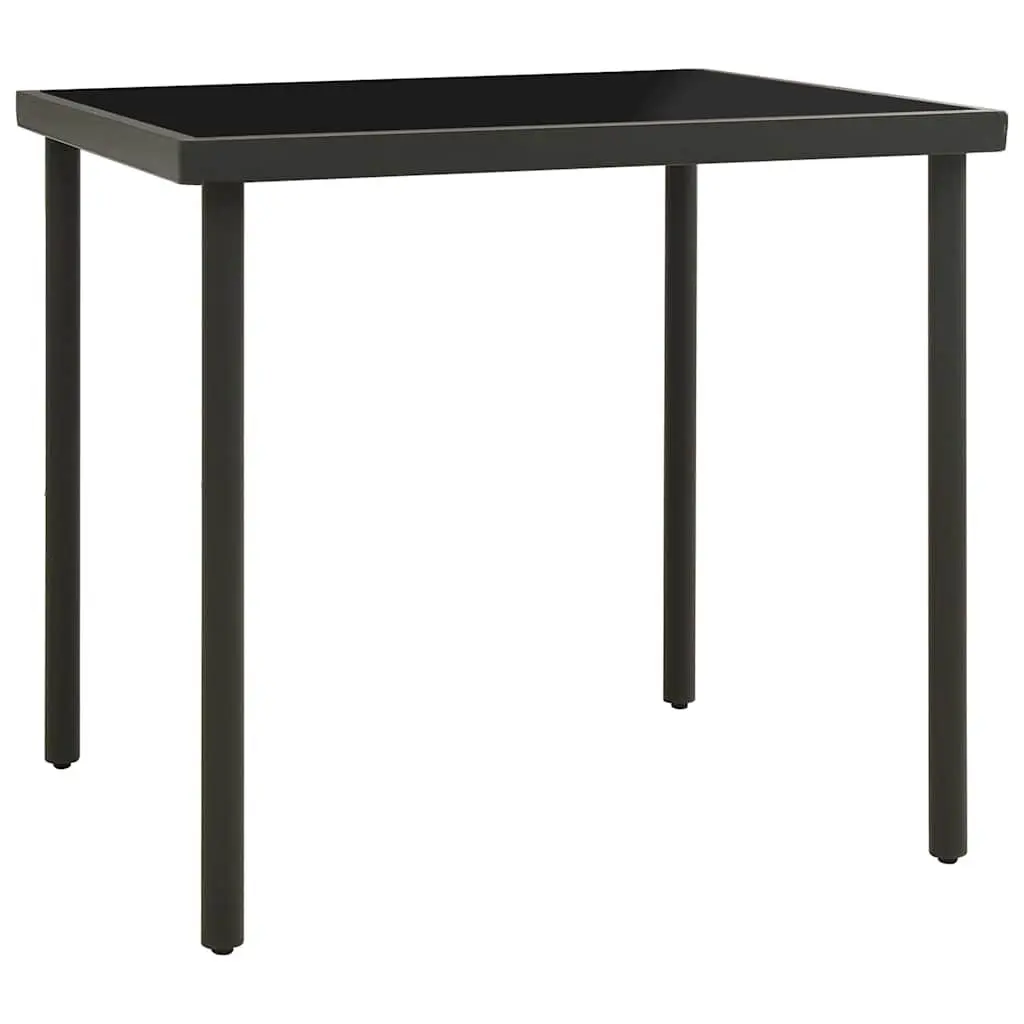 Outdoor Dining Set Black Steel Frame Stackable Chairs 5 Piece