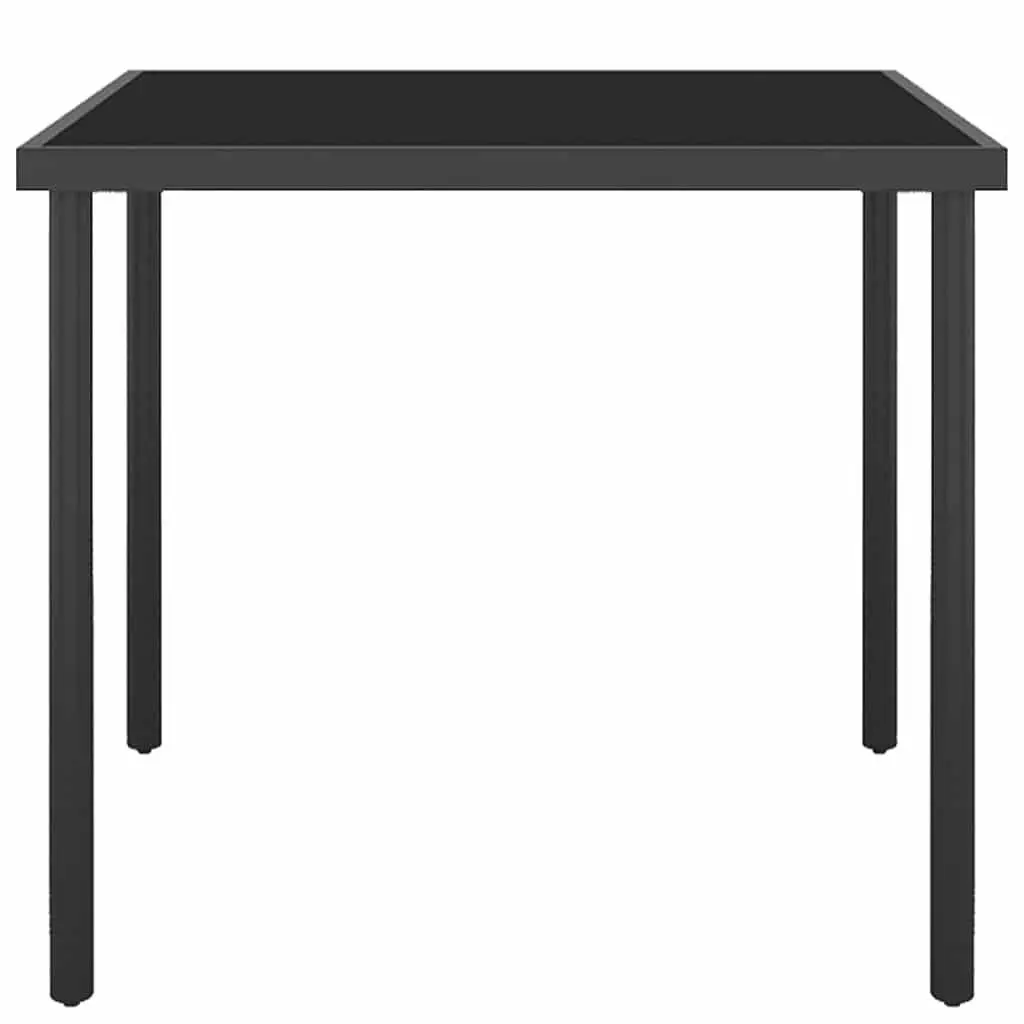 Outdoor Dining Set Black Steel Frame Stackable Chairs 5 Piece