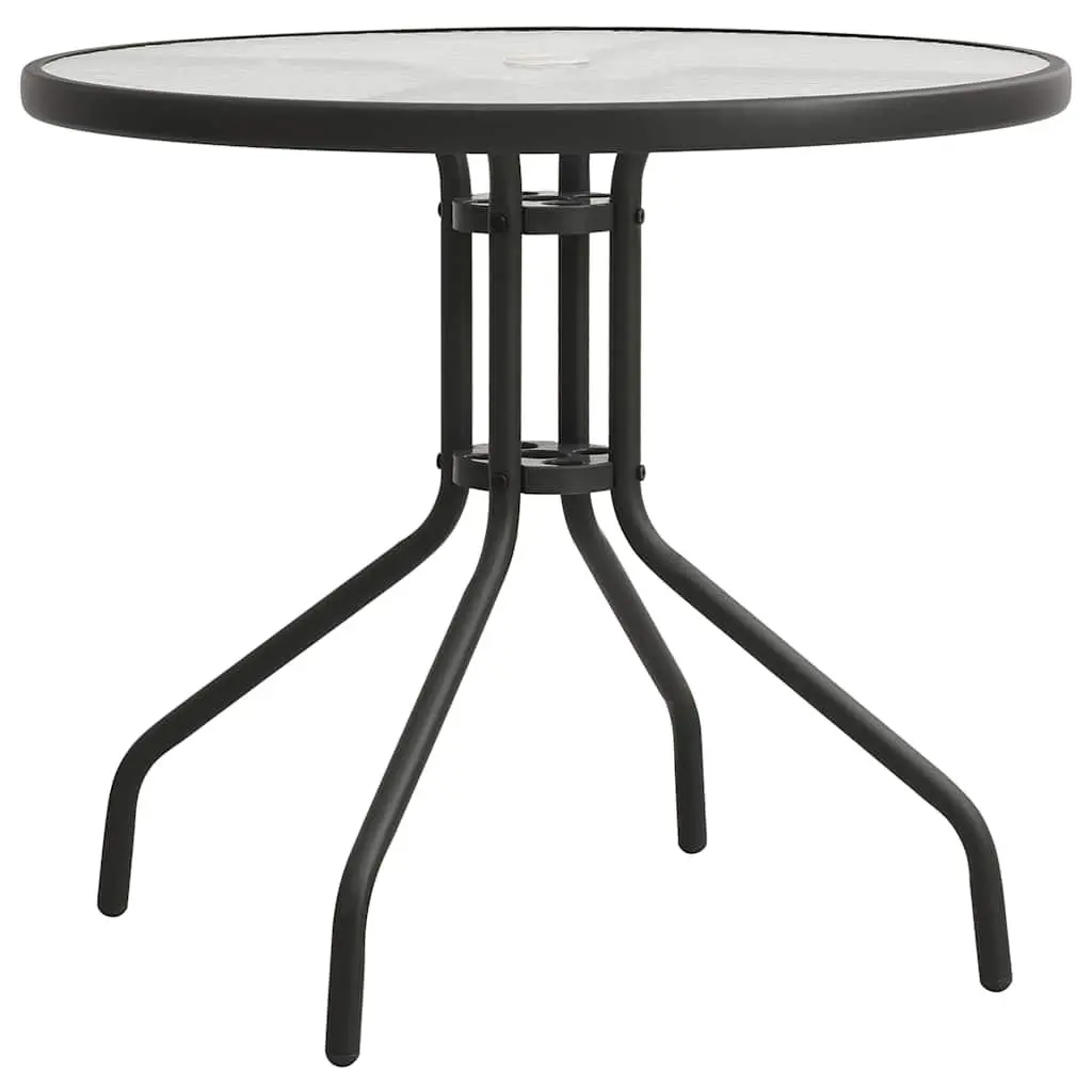 Outdoor Dining Set Stackable Chairs Steel Frame Black 5 Piece