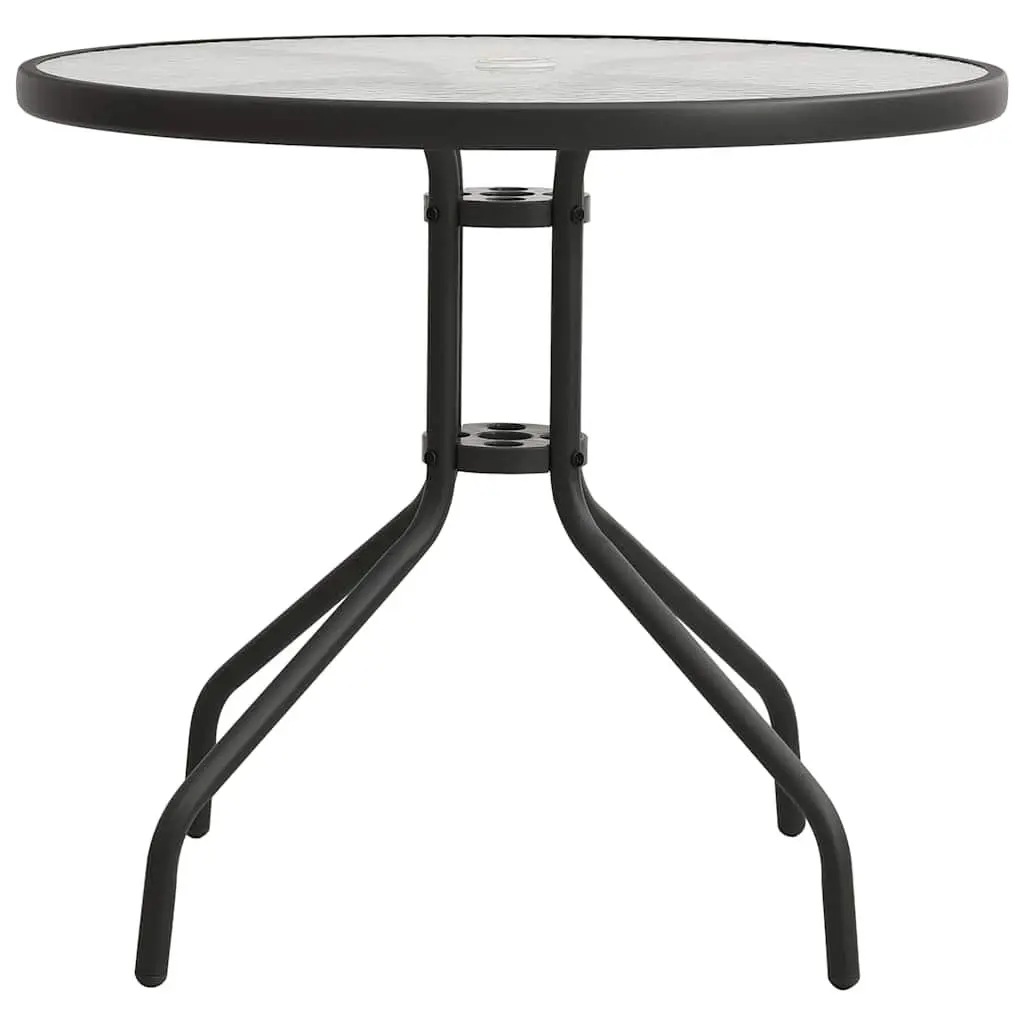 Outdoor Dining Set Stackable Chairs Steel Frame Black 5 Piece