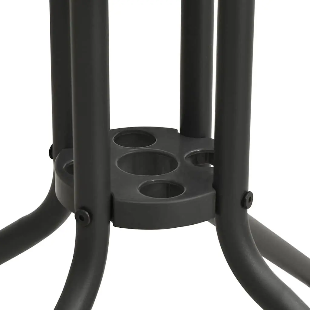 Outdoor Dining Set Stackable Chairs Steel Frame Black 5 Piece