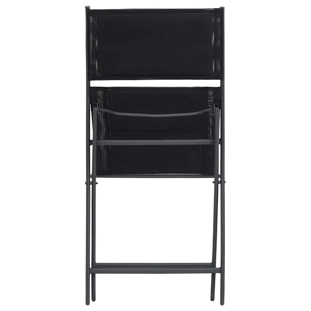 Outdoor Dining Set Stackable Chairs Steel Frame Black 5 Piece