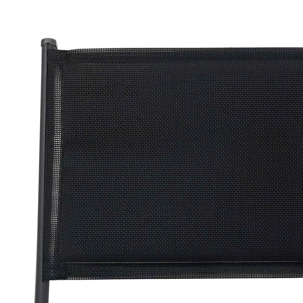 Outdoor Dining Set Stackable Chairs Steel Frame Black 5 Piece