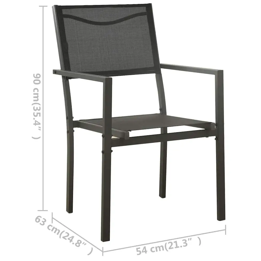 Garden Furniture Set 3 Piece Black Steel Frame Table and Chairs Outdoor Dining