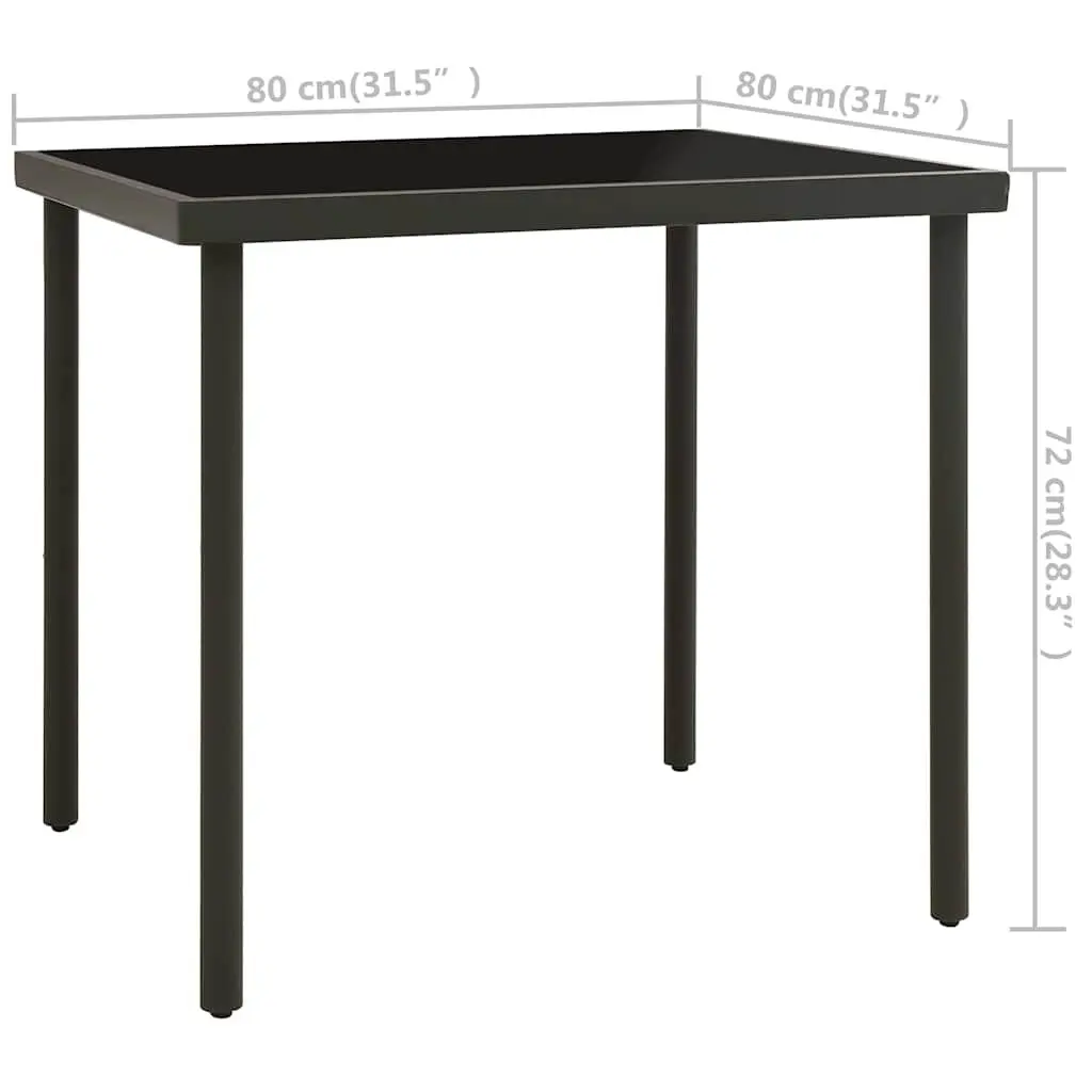 Garden Furniture Set 3 Piece Black Steel Frame Table and Chairs Outdoor Dining