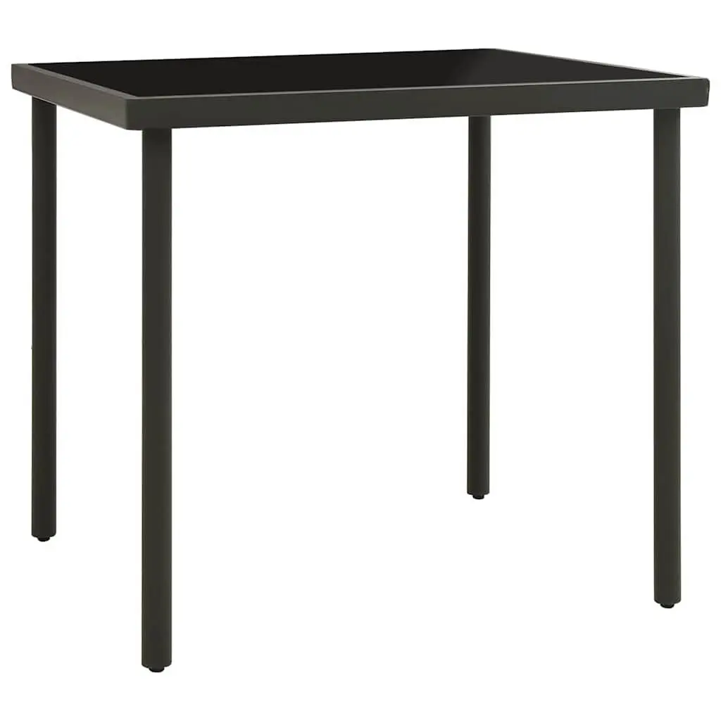 Garden Furniture Set 3 Piece Black Steel Frame Table and Chairs Outdoor Dining