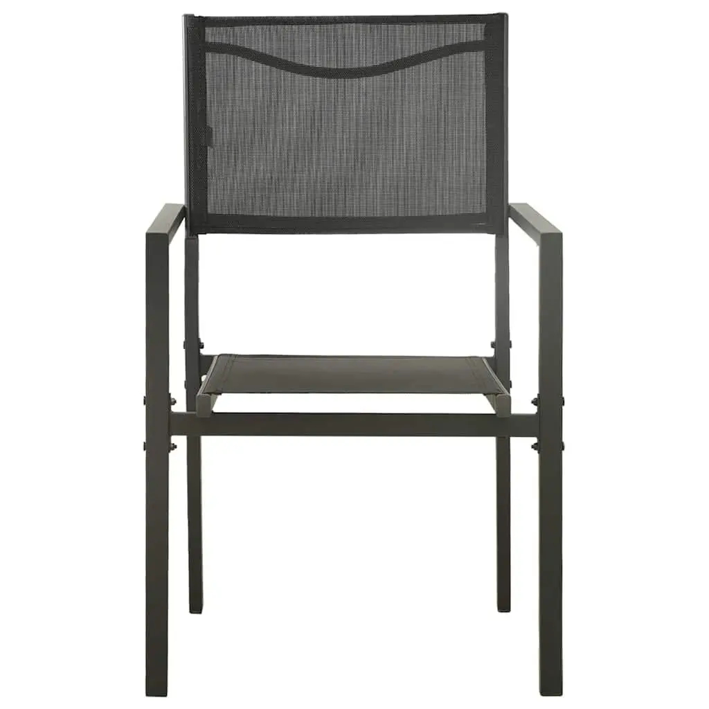 Garden Furniture Set 3 Piece Black Steel Frame Table and Chairs Outdoor Dining