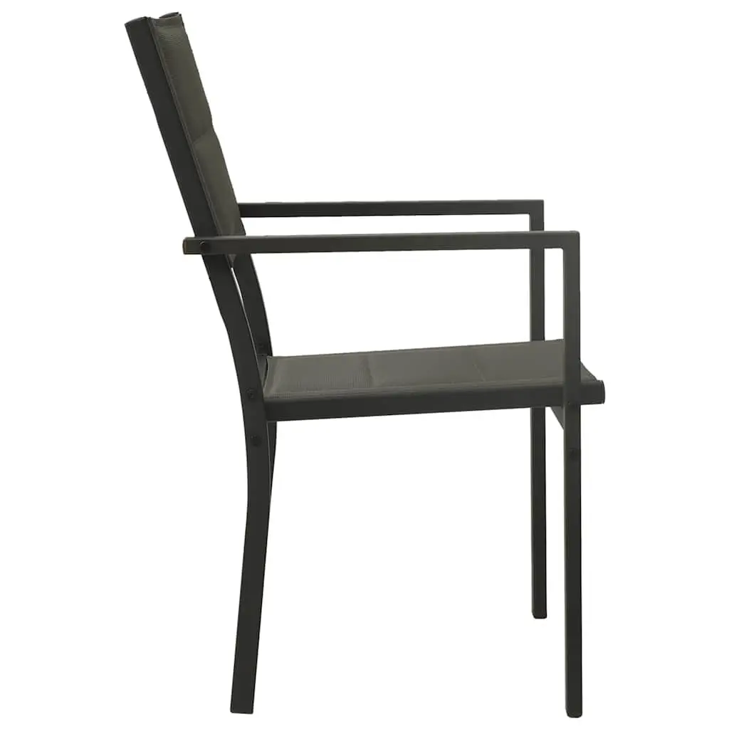 Outdoor Dining Set Black Steel Frame 5 Piece Garden Furniture with Table and Stackable Chairs
