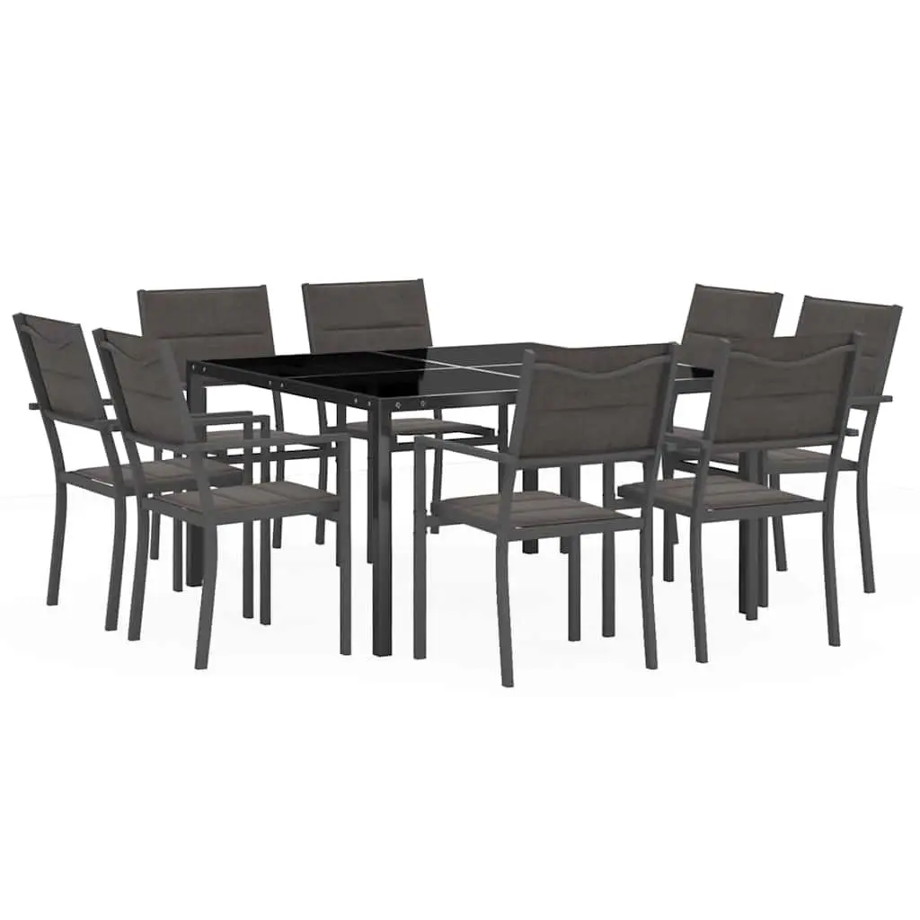 Outdoor Dining Set Stackable Chairs Grey 9 Piece