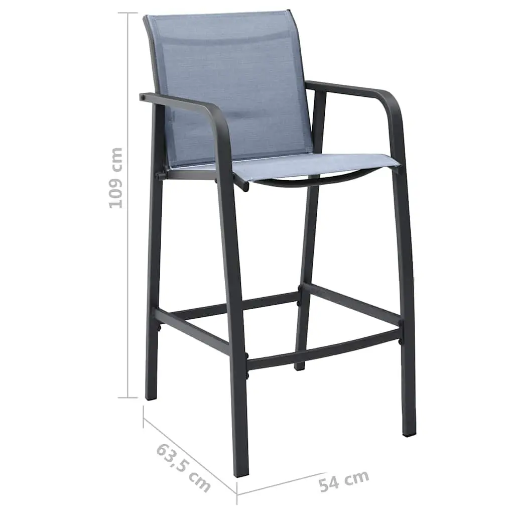 Outdoor Dining Furniture Set 7 Piece Lightweight Steel Frame Black Grey Weather Resistant Textilene Chairs