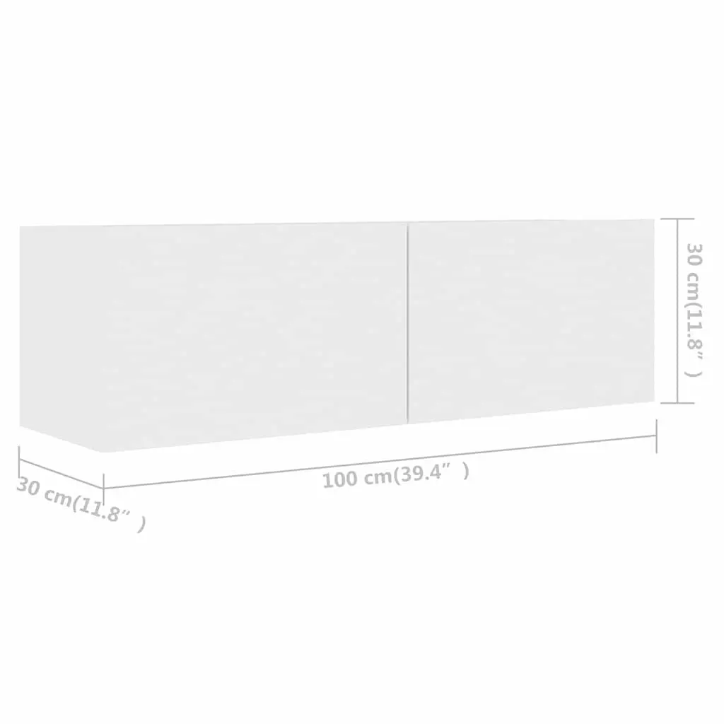 White TV Cabinet Set Wall Mounted Storage Unit 4 Pieces Engineered Wood