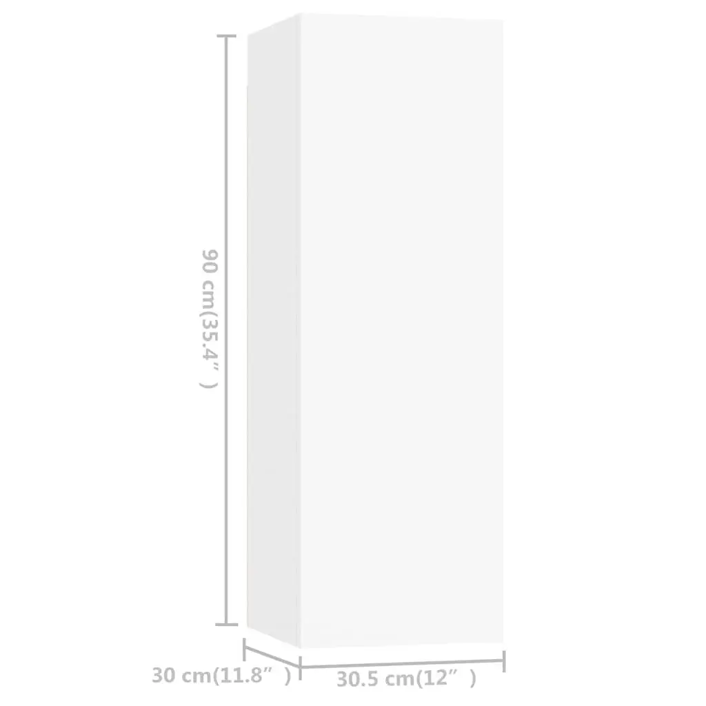 TV Cabinet Set Wall Mounted White 4 Piece Storage Unit Living Room Furniture