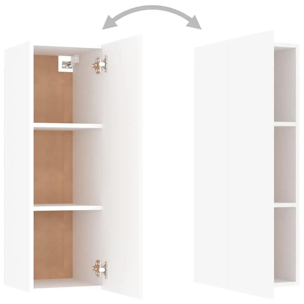 TV Cabinet Set Wall Mounted White 4 Piece Storage Unit Living Room Furniture