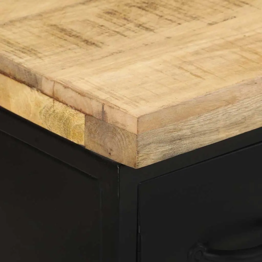 Sideboard Rough Mango Wood 3 Drawers 2 Doors Storage Cabinet