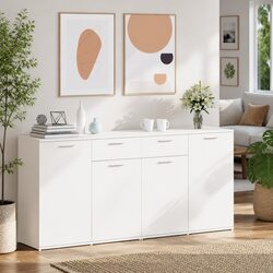 Sideboard White 160x36x75 cm Storage Cabinet Engineered Wood Buffet Modern