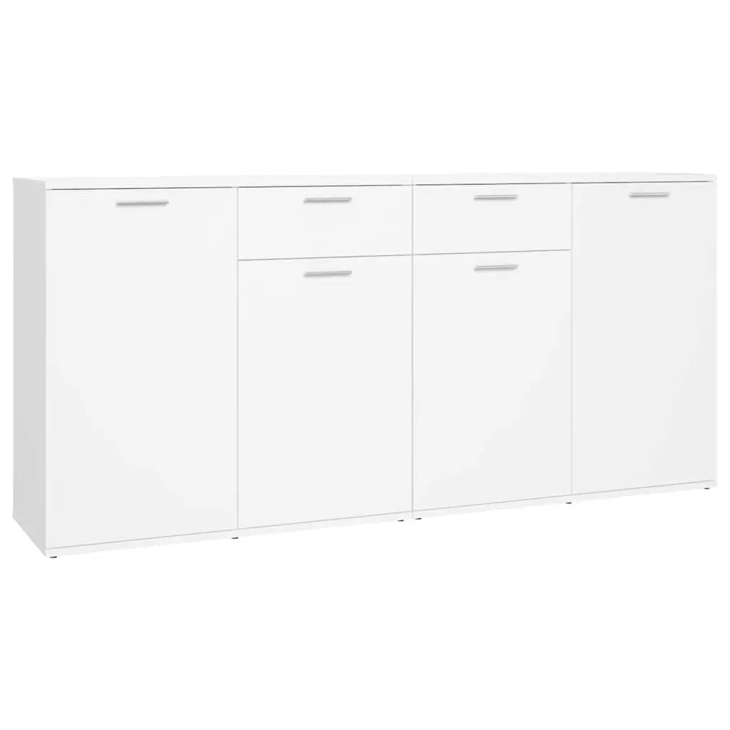 Sideboard White Modern Engineered Wood 160x36x75 cm Storage Cabinet