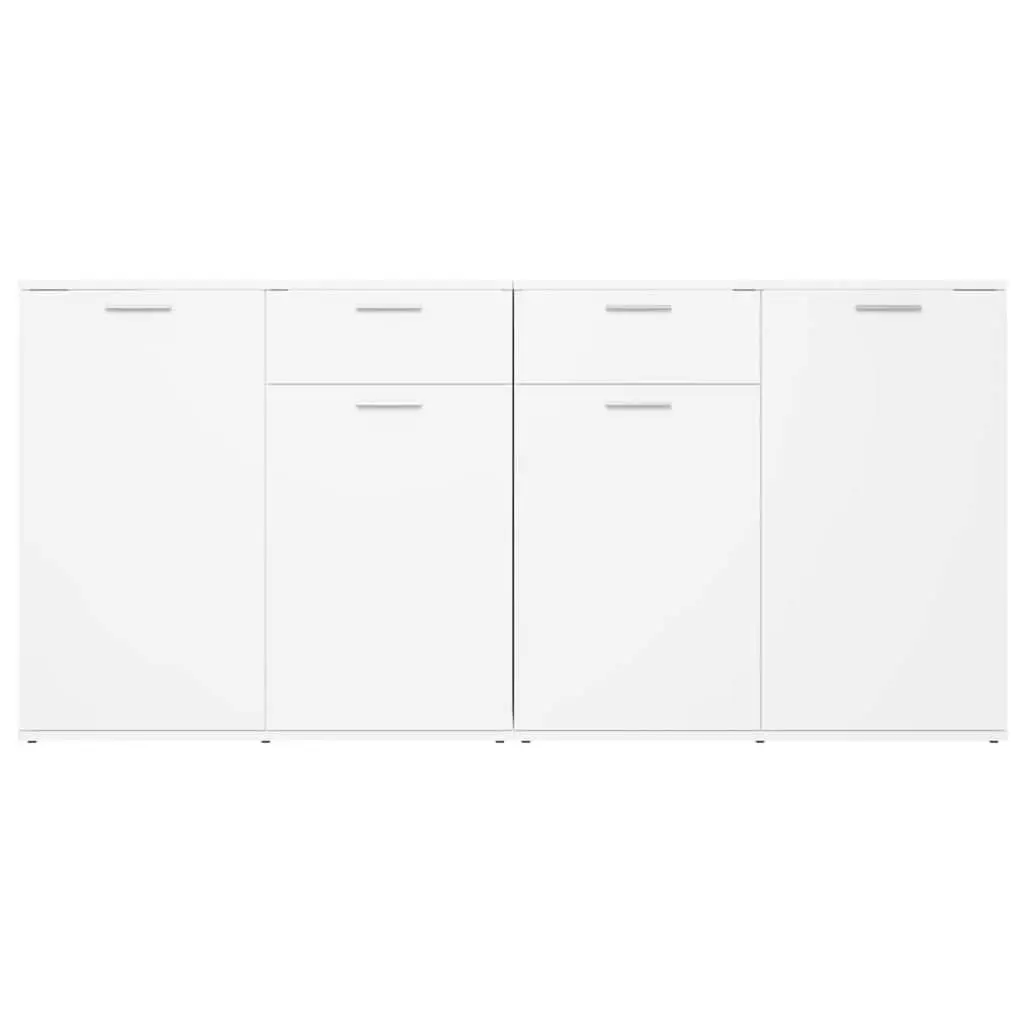 Sideboard White Modern Engineered Wood 160x36x75 cm Storage Cabinet