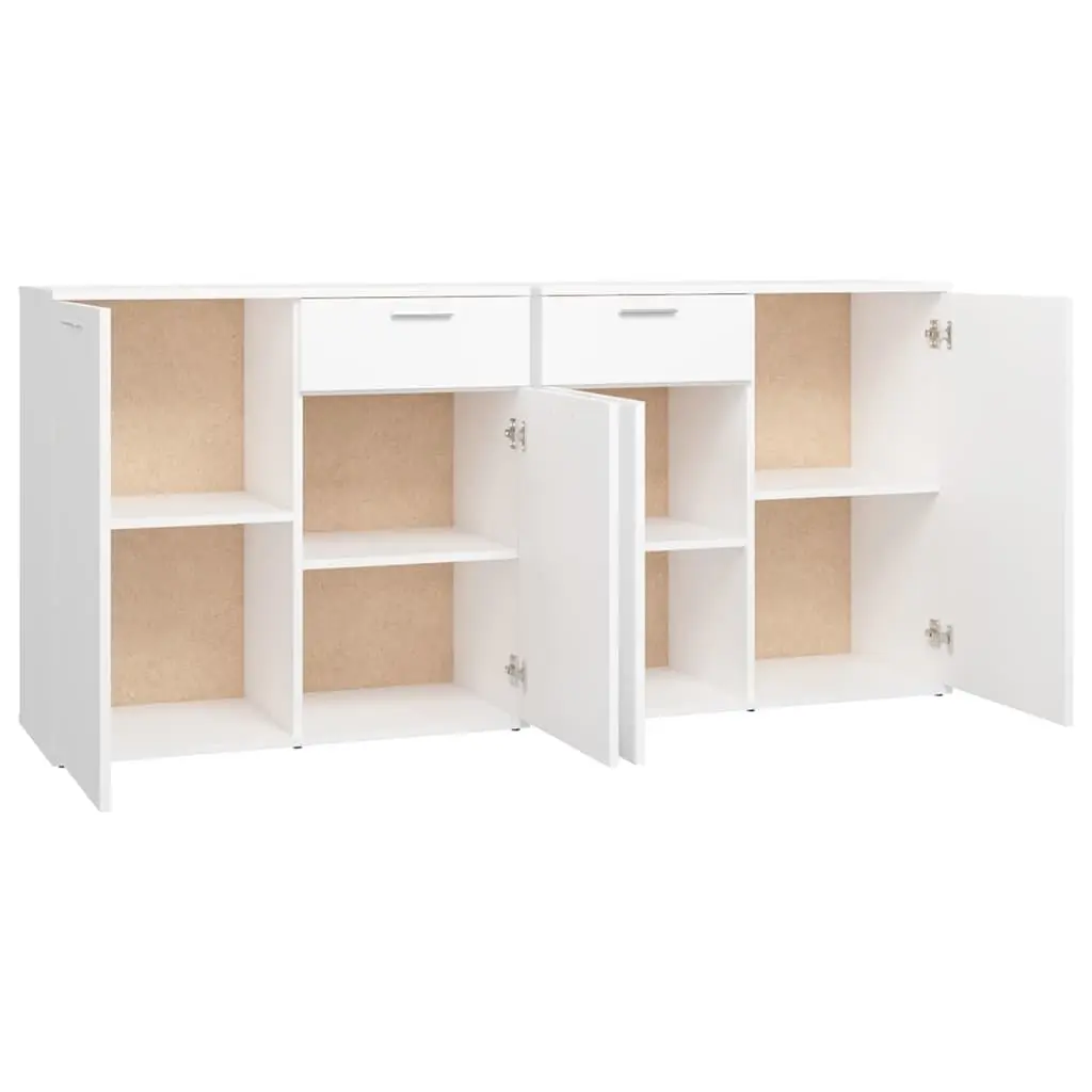 Sideboard White Modern Engineered Wood 160x36x75 cm Storage Cabinet