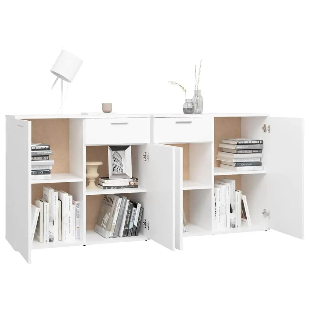 Sideboard White Modern Engineered Wood 160x36x75 cm Storage Cabinet