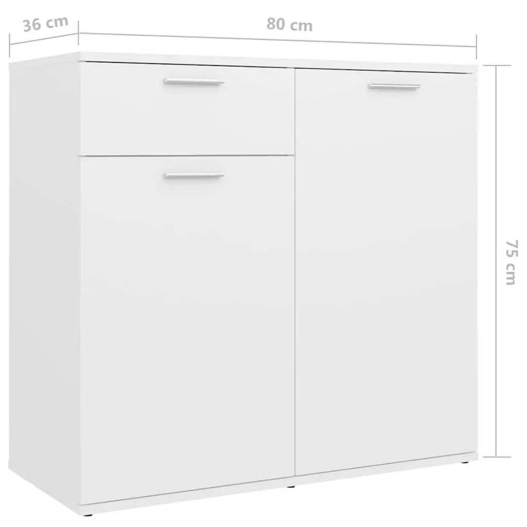 Sideboard White Modern Engineered Wood 160x36x75 cm Storage Cabinet