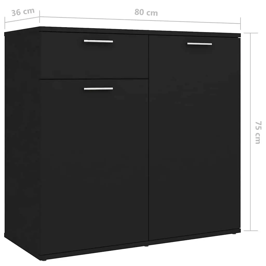 Buffet Sideboard Storage Unit Black 160x36x75cm 4 Doors 2 Drawers