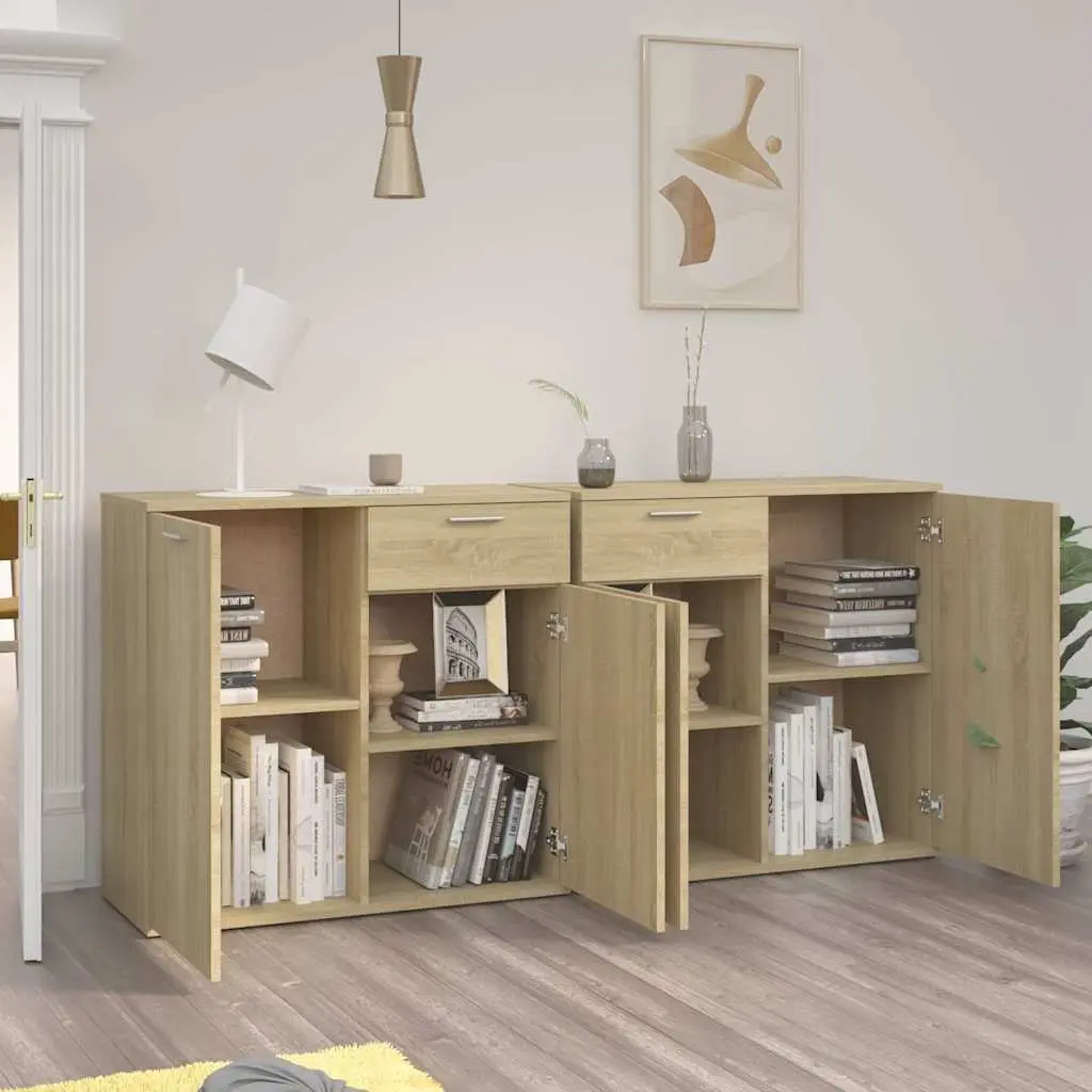Sideboard Buffet Cabinet Sonoma Oak 160x36x75 cm Storage Unit 4 Doors 2 Drawers
