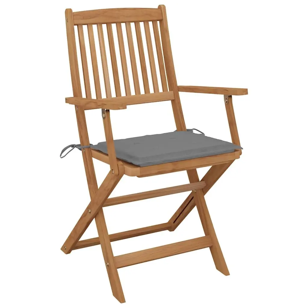 Folding Outdoor Chairs Set with Cushions Grey 6 Piece