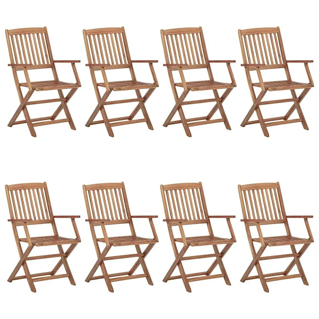 Folding Garden Chairs Solid Wood 8 Piece Set with Cushions
