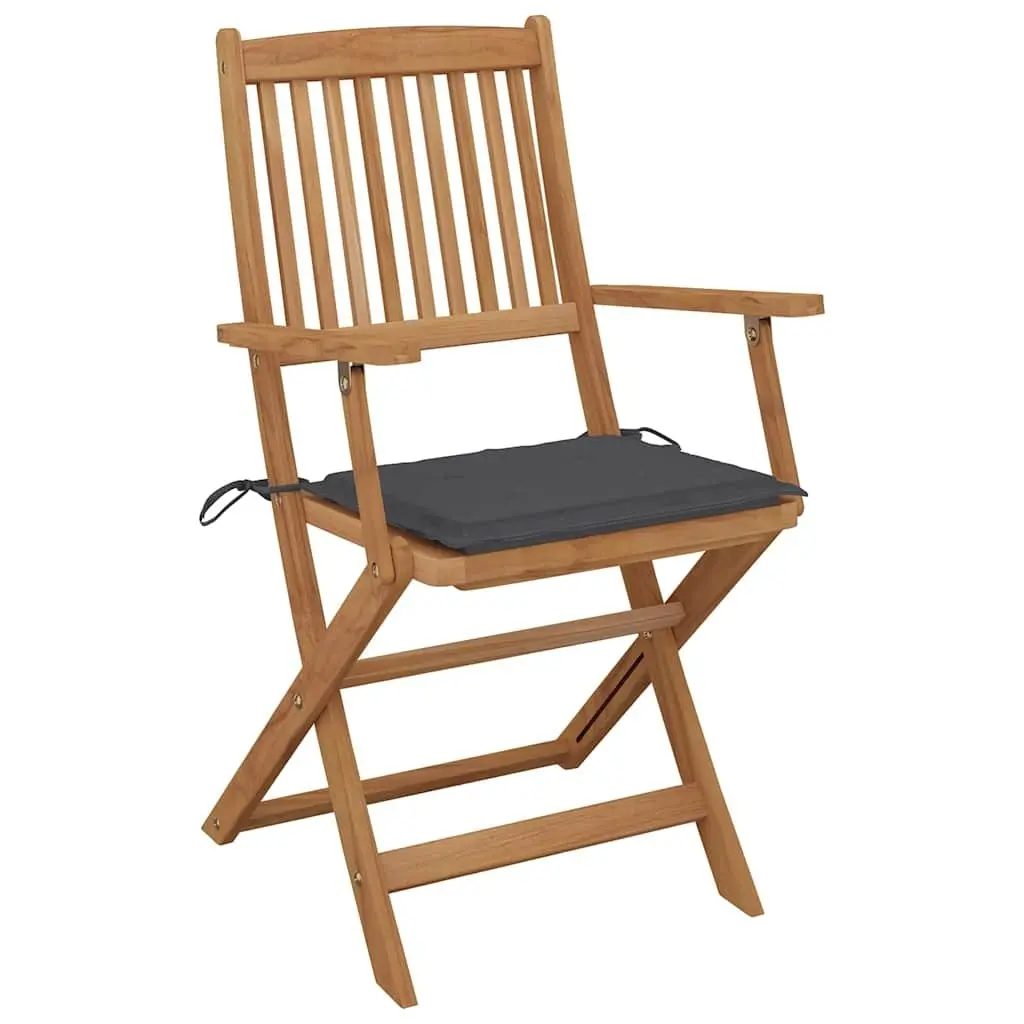 Folding Garden Chairs Solid Wood 8 Piece Set with Cushions