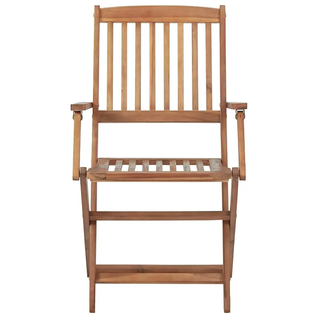 Folding Garden Chairs Solid Wood 8 Piece Set with Cushions