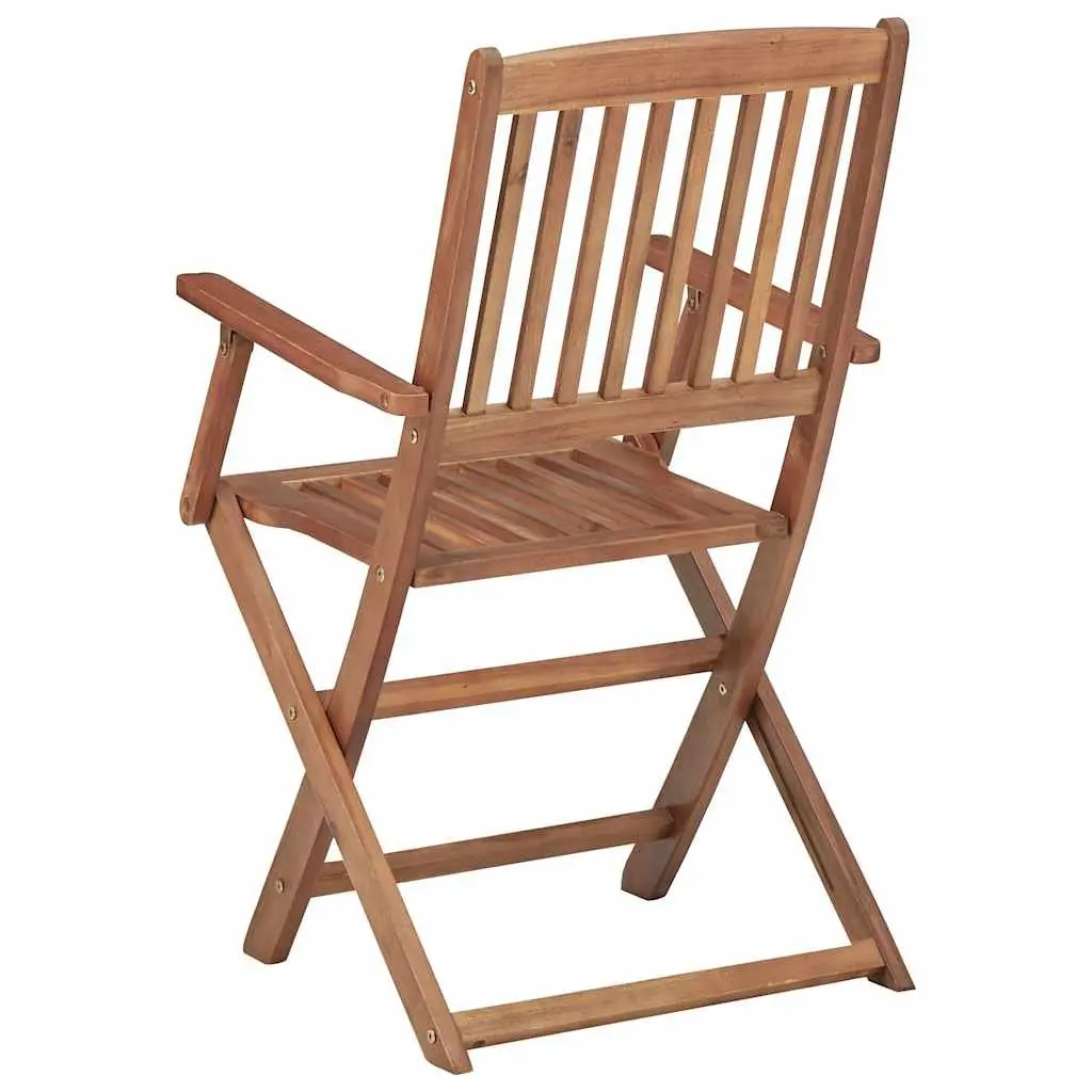 Outdoor Folding Garden Chairs Set of 8 with Cushions Acacia Wood Patio Seating
