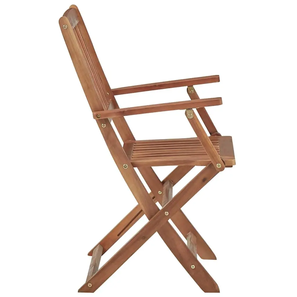 Outdoor Folding Garden Chairs Set of 8 with Cushions Acacia Wood Patio Seating