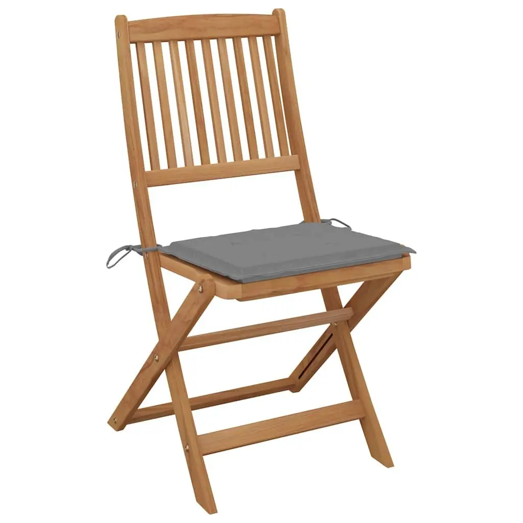 Folding Garden Chairs with Cushions 6 Piece Grey