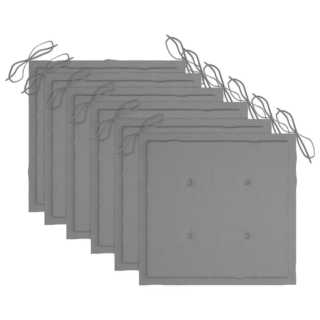 Folding Garden Chairs with Cushions 6 Piece Grey
