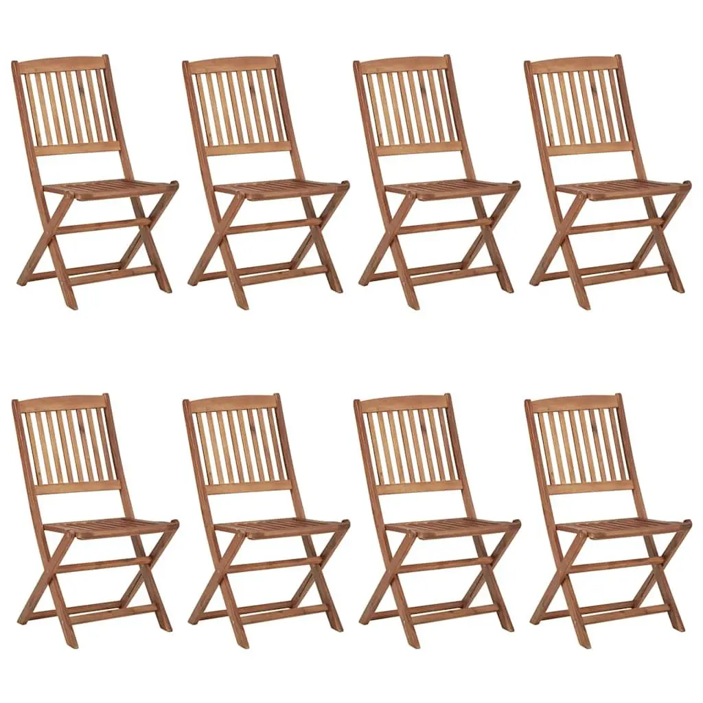 8 Piece Folding Outdoor Chairs with Cushions Solid Acacia Wood Anthracite Garden Furniture
