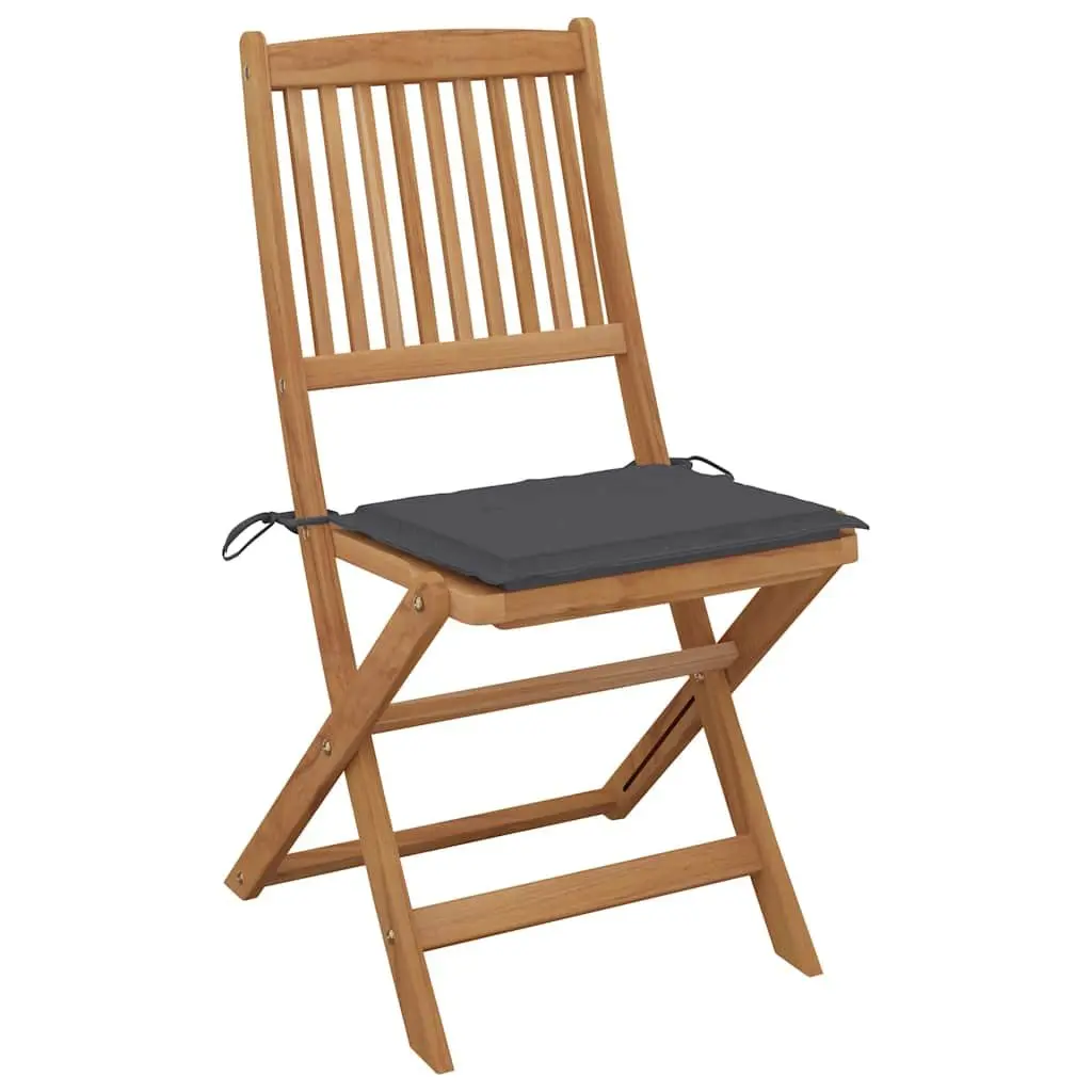 8 Piece Folding Outdoor Chairs with Cushions Solid Acacia Wood Anthracite Garden Furniture