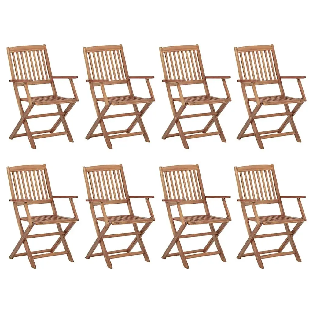 Outdoor Folding Dining Chairs Set 8 Pieces with Cushions Garden Patio Seating